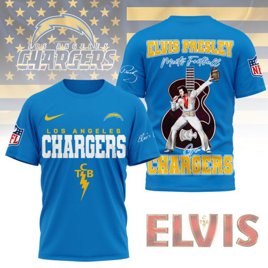 LIMITED EDITION - NEW CUSTOMIZED NFL09 LAC LOS ANGELES CHARGERS X ELVIS PRESLEY FAN 3D SHIRT