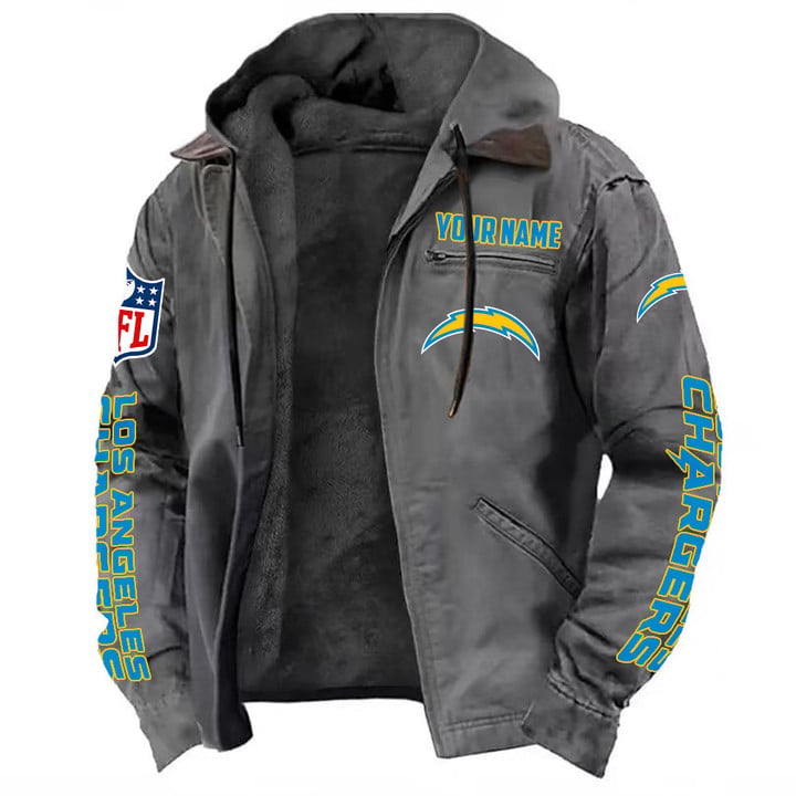 LIMITED EDITION - NEW CUSTOMIZED NFL09 LAC LOS ANGELES CHARGERS HOODED CARDIGAN JACKET