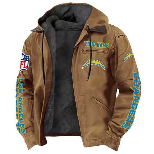 LIMITED EDITION - NEW CUSTOMIZED NFL09 LAC LOS ANGELES CHARGERS HOODED CARDIGAN JACKET