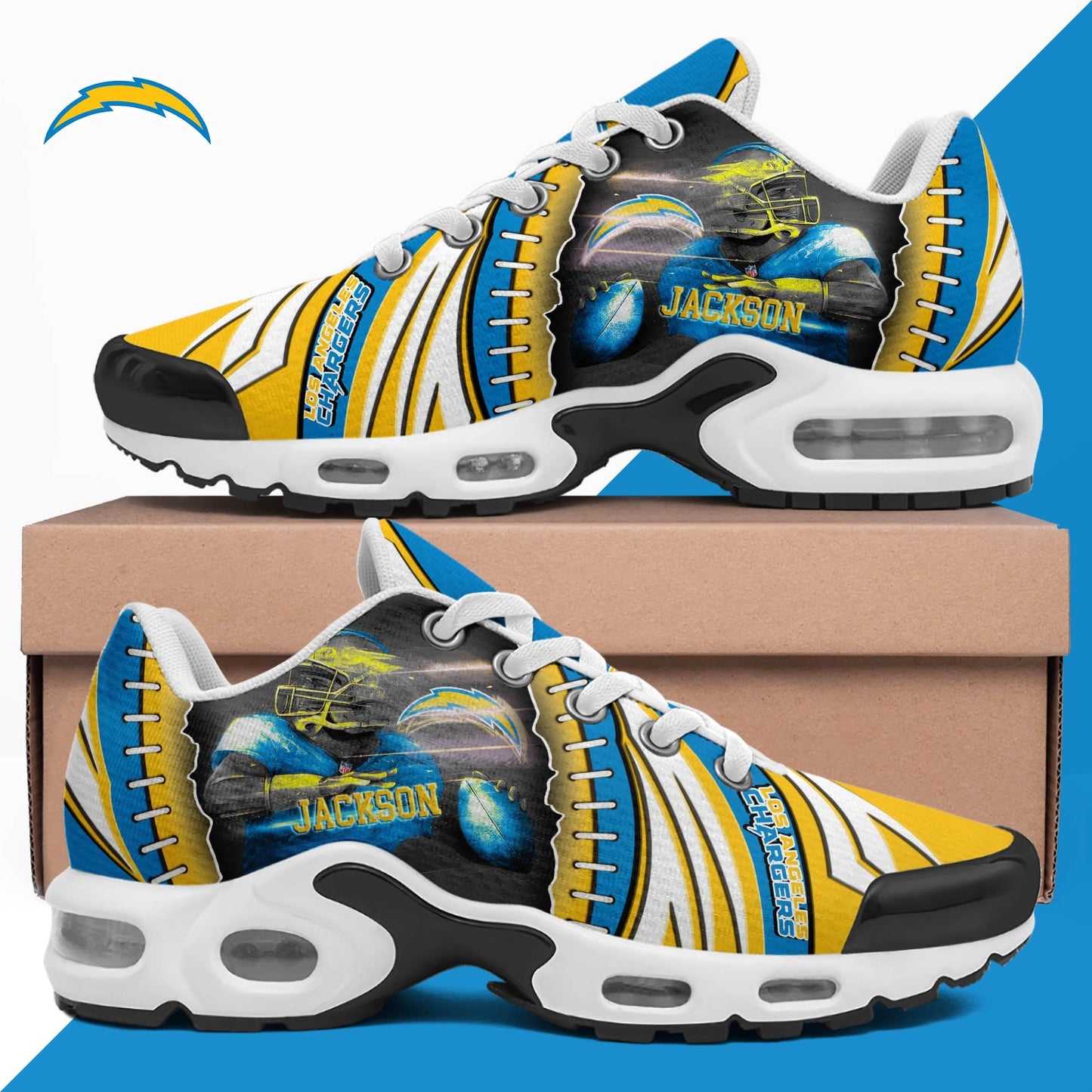LIMITED EDITION - NEW CUSTOMIZED NFL09 LAC LOS ANGELES CHARGERS UNISEX AIR MAX PLUS SNEAKERS