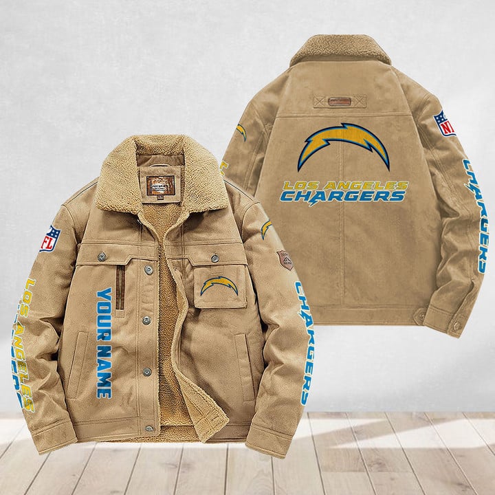 LIMITED EDITION - NEW CUSTOMIZED NFL09 LAC LOS ANGELES CHARGERS FLEECE JACKET