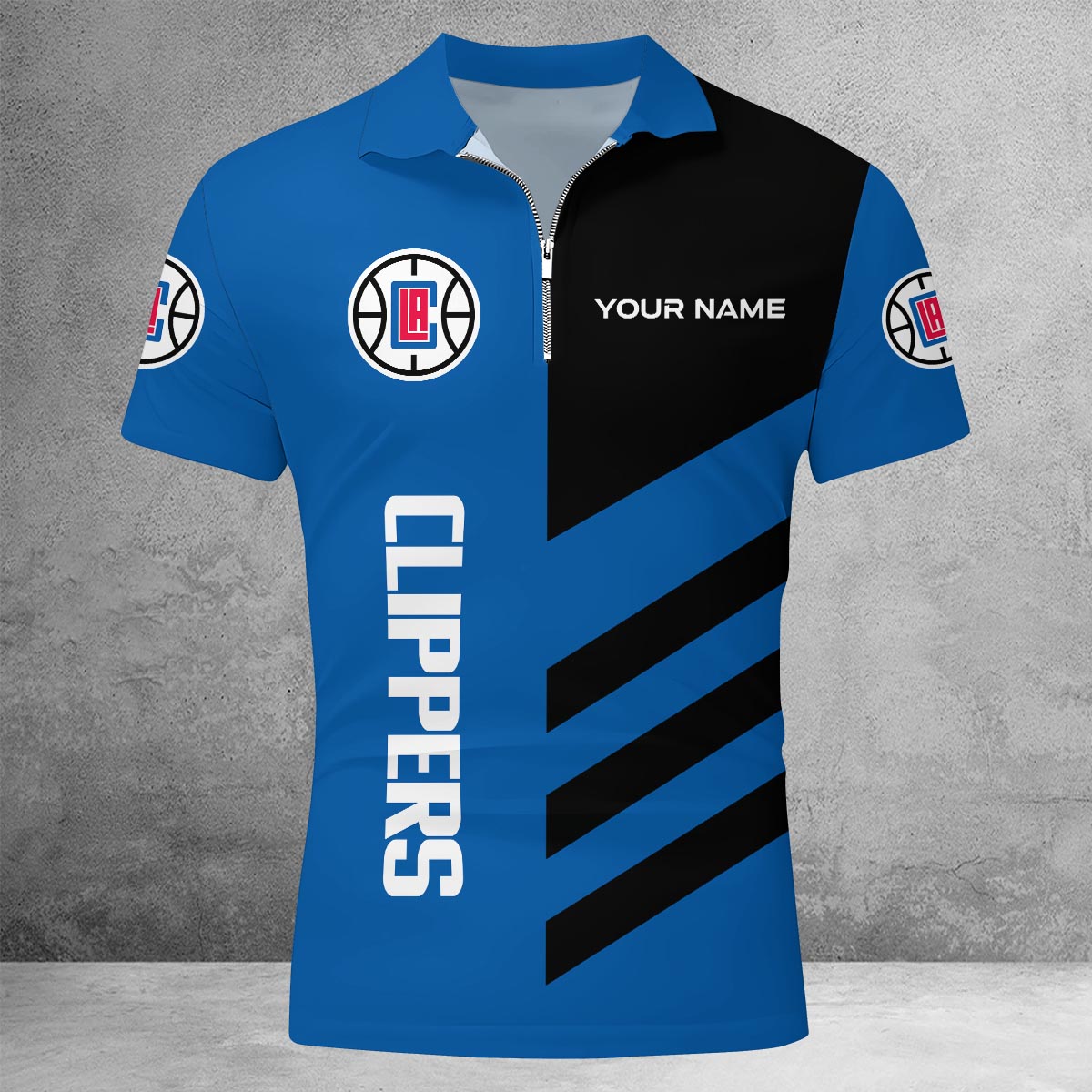 LIMITED EDITION - NEW CUSTOMIZED NBA10 LC LOS ANGELES CLIPPERS ZIP POLO SHIRT