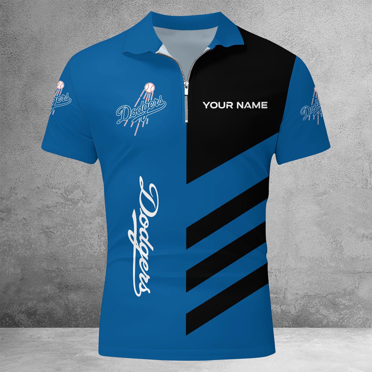 LIMITED EDITION - NEW CUSTOMIZED MLB02 LAD LOS ANGELES DODGERS ZIP POLO SHIRT