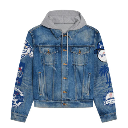 LIMITED EDITION - NEW CUSTOMIZED MLB02 LAD LOS ANGELES DODGERS HOODED DENIM JACKET