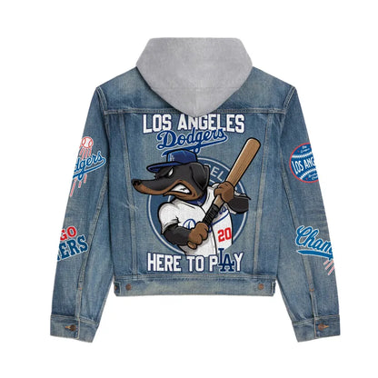LIMITED EDITION - NEW CUSTOMIZED MLB02 LAD LOS ANGELES DODGERS HOODED DENIM JACKET