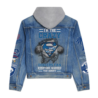 LIMITED EDITION - NEW CUSTOMIZED MLB02 LAD LOS ANGELES DODGERS HOODED DENIM JACKET