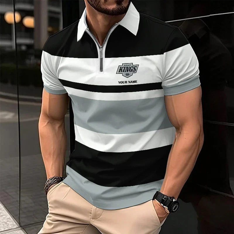 LIMITED EDITION - NEW CUSTOMIZED NHL16 LA KINGS ZIP POLO SHIRT