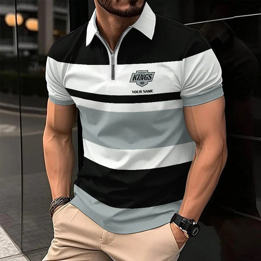 LIMITED EDITION - NEW CUSTOMIZED NHL16 LA KINGS ZIP POLO SHIRT