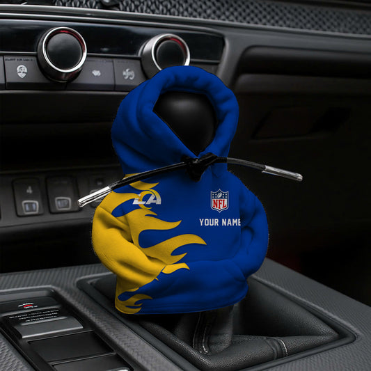 LIMITED EDITION - NEW CUSTOMIZED NFL22 LAR LOS ANGELES RAMS CAR HOODIE SHIFT KNOB COVER
