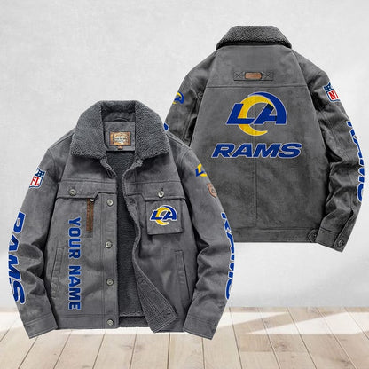 LIMITED EDITION - NEW CUSTOMIZED NFL22 LAR LOS ANGELES RAMS FLEECE JACKET