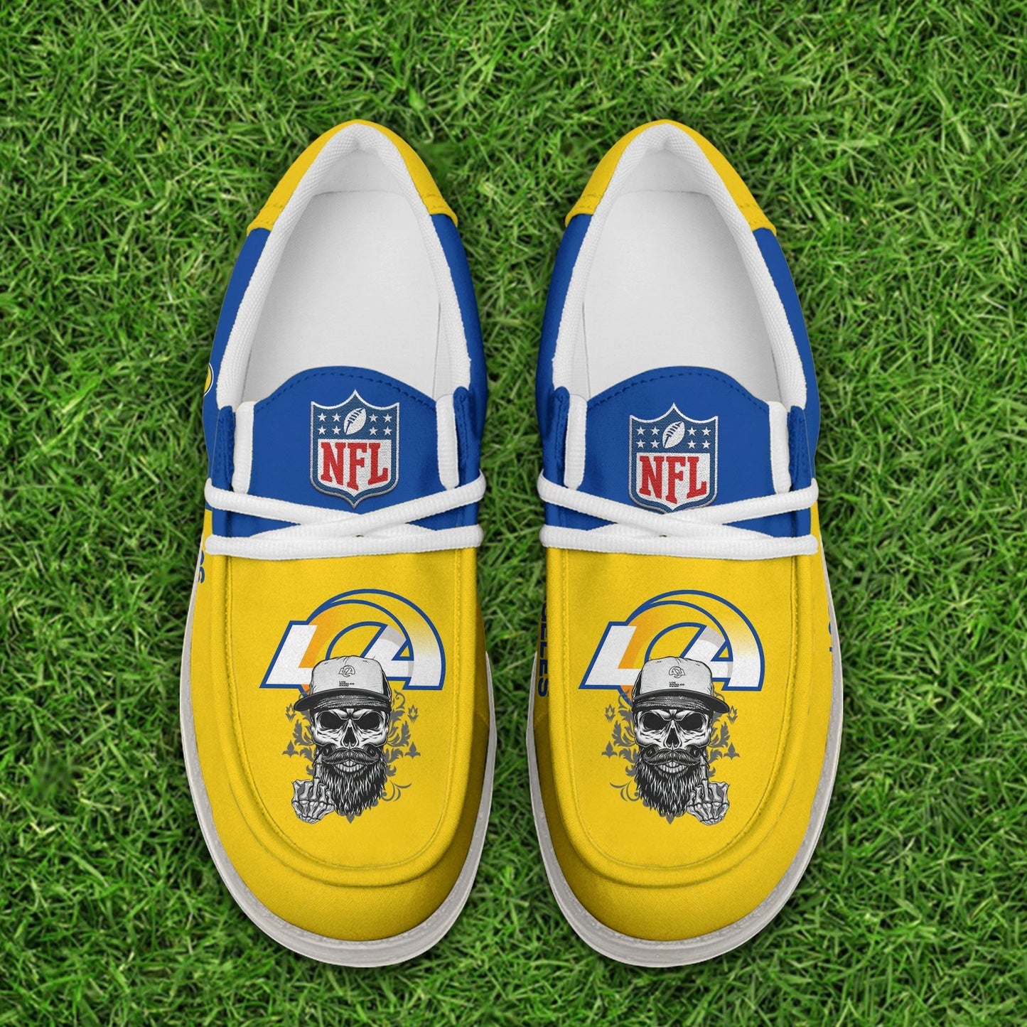 LIMITED EDITION - NEW CUSTOMIZED NFL22 LAR LOS ANGELES RAMS LOAFER SHOES