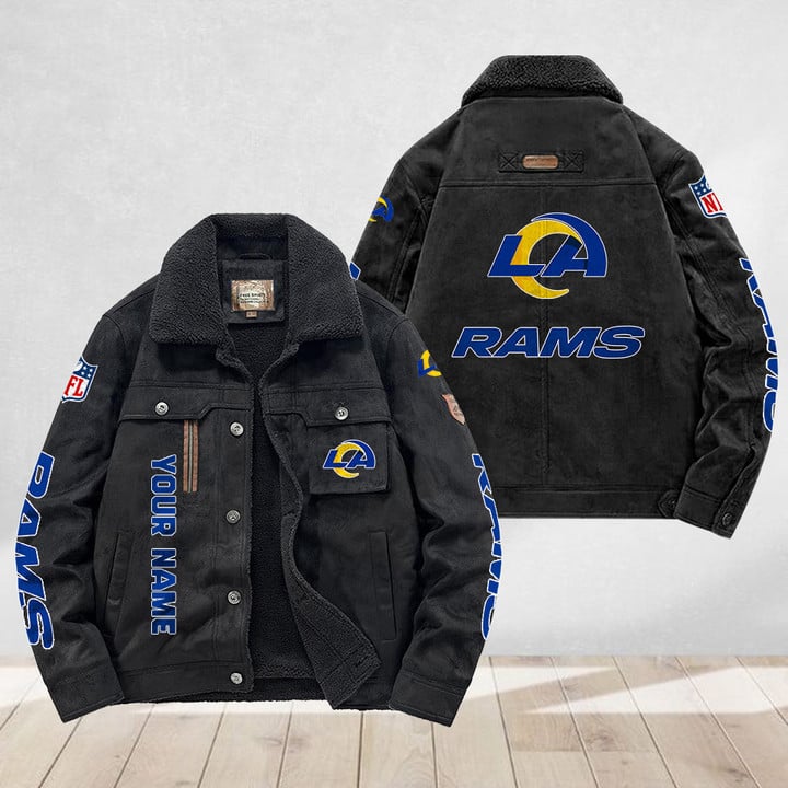 LIMITED EDITION - NEW CUSTOMIZED NFL22 LAR LOS ANGELES RAMS FLEECE JACKET
