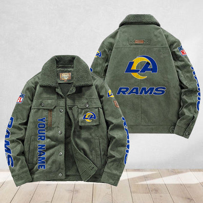 LIMITED EDITION - NEW CUSTOMIZED NFL22 LAR LOS ANGELES RAMS FLEECE JACKET