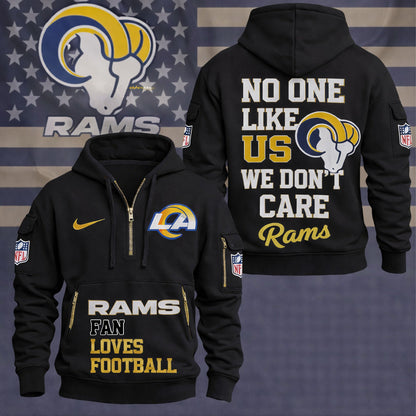 LIMITED EDITION - NEW CUSTOMIZED NFL22 LAR LOS ANGELES RAMS QUARTER ZIP HOODIE
