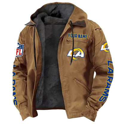 LIMITED EDITION - NEW CUSTOMIZED NFL22 LAR LOS ANGELES RAMS HOODED CARDIGAN JACKET