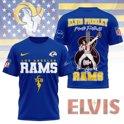 LIMITED EDITION - NEW CUSTOMIZED NFL22 LAR LOS ANGELES RAMS X ELVIS PRESLEY FAN 3D SHIRT