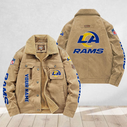 LIMITED EDITION - NEW CUSTOMIZED NFL22 LAR LOS ANGELES RAMS FLEECE JACKET