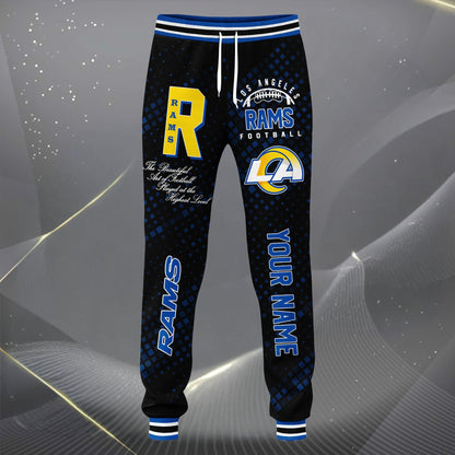 LIMITED EDITION - NEW CUSTOMIZED NFL22 LAR LOS ANGELES RAMS SATIN VARSITY JACKET & LONG PANTS