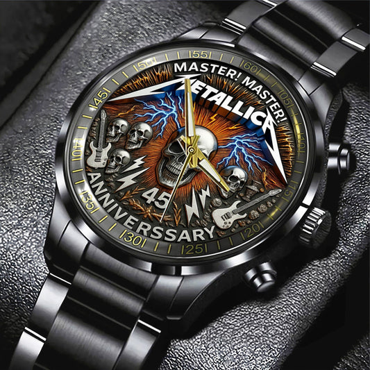 NEW PREMIUM METALLICA BLACK STAINLESS STEEL WATCH