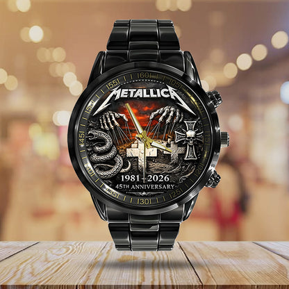 NEW PREMIUM METALLICA BLACK STAINLESS STEEL WATCH