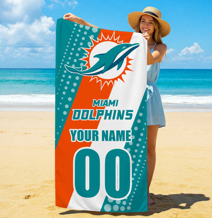 LIMITED EDITION - NEW CUSTOMIZED NFL19 MDP MIAMI DOLPHINS BEACH & BATH TOWEL