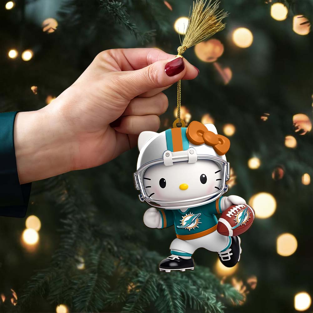 LIMITED EDITION - NEW CUSTOMIZED NFL19 MDP MIAMI DOLPHINS HELLO KITTY ACRYLIC ORNAMENT