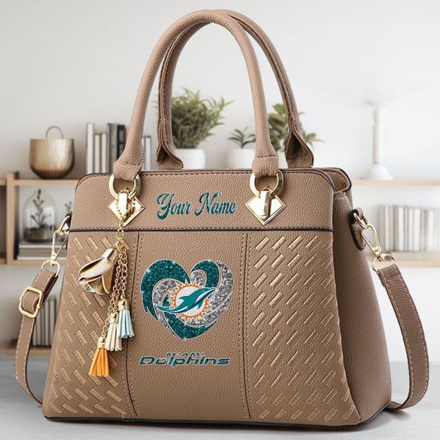 LIMITED EDITION - NEW CUSTOMIZED NFL19 MDP MIAMI DOLPHINS ZIP HANDBAG MULTICOLOR