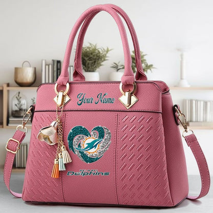 LIMITED EDITION - NEW CUSTOMIZED NFL19 MDP MIAMI DOLPHINS ZIP HANDBAG MULTICOLOR