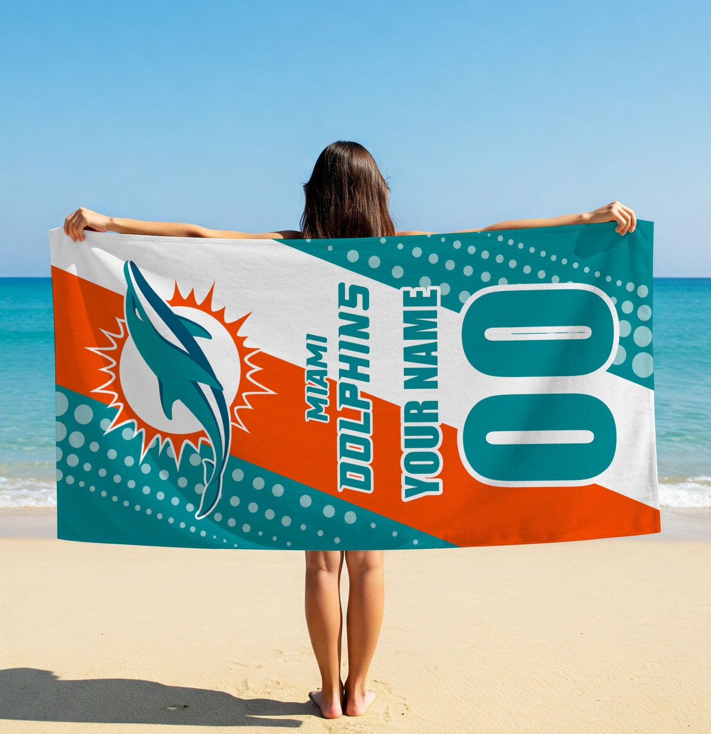 LIMITED EDITION - NEW CUSTOMIZED NFL19 MDP MIAMI DOLPHINS BEACH & BATH TOWEL