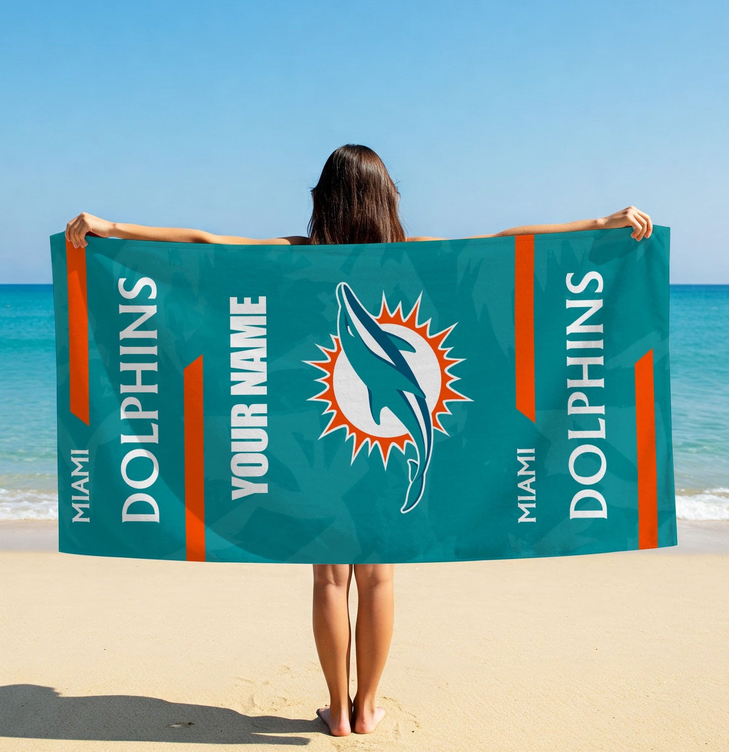 LIMITED EDITION - NEW CUSTOMIZED NFL19 MDP MIAMI DOLPHINS BEACH & BATH TOWEL
