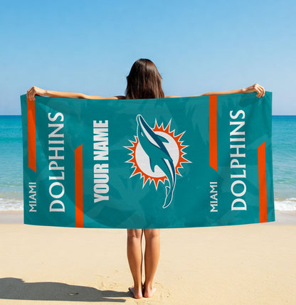 LIMITED EDITION - NEW CUSTOMIZED NFL19 MDP MIAMI DOLPHINS BEACH & BATH TOWEL