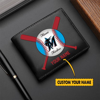 LIMITED EDITION - NEW CUSTOMIZED MLB20 MI MARLINS LEATHER WALLET