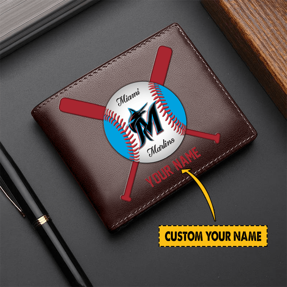 LIMITED EDITION - NEW CUSTOMIZED MLB20 MI MARLINS LEATHER WALLET