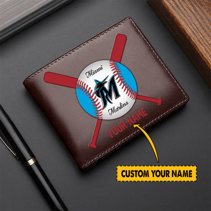 LIMITED EDITION - NEW CUSTOMIZED MLB20 MI MARLINS LEATHER WALLET