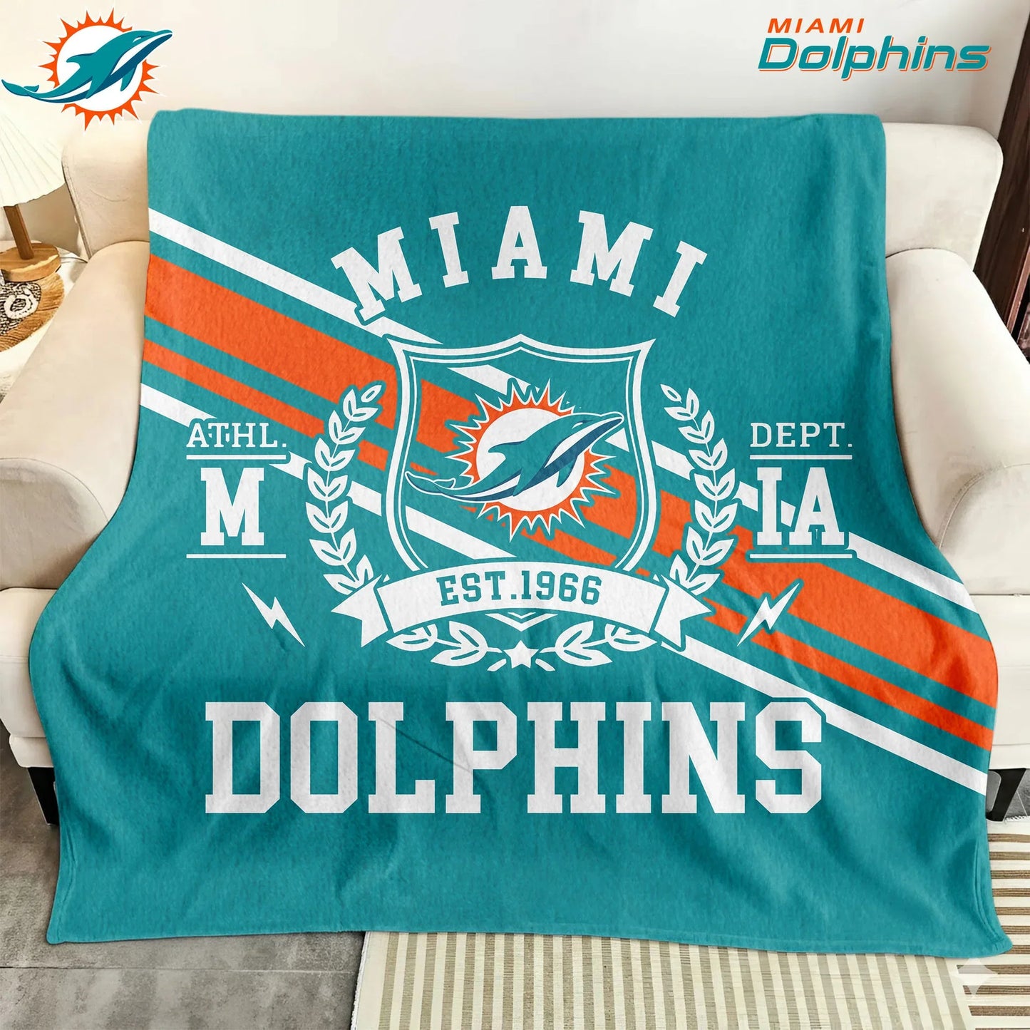 LIMITED EDITION - NEW CUSTOMIZED NFL19 MDP MIAMI DOLPHINS NORMAL & FLEECE BLANKET