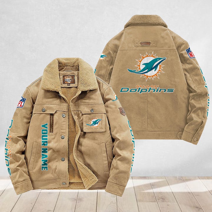 LIMITED EDITION - NEW CUSTOMIZED NFL19 MDP MIAMI DOLPHINS FLEECE JACKET