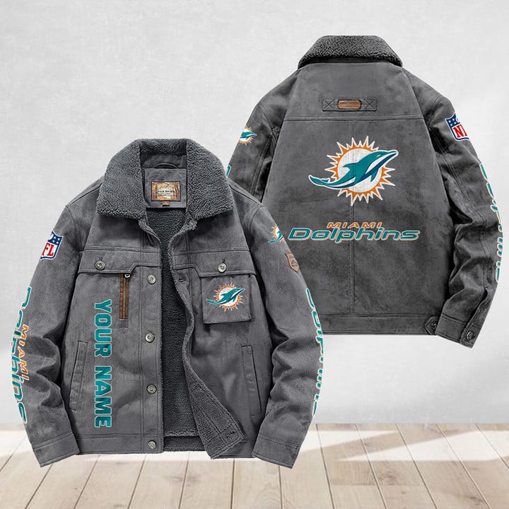 LIMITED EDITION - NEW CUSTOMIZED NFL19 MDP MIAMI DOLPHINS FLEECE JACKET