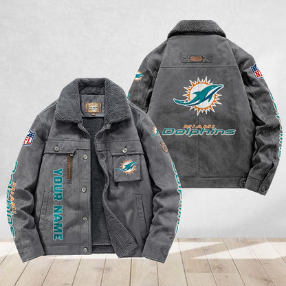 LIMITED EDITION - NEW CUSTOMIZED NFL19 MDP MIAMI DOLPHINS FLEECE JACKET