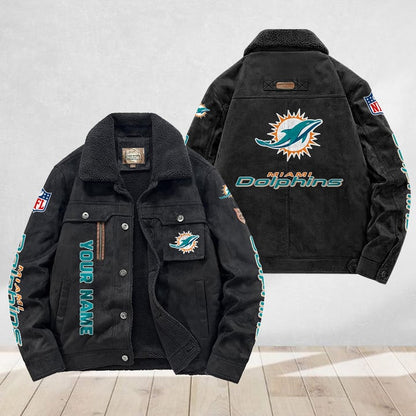 LIMITED EDITION - NEW CUSTOMIZED NFL19 MDP MIAMI DOLPHINS FLEECE JACKET