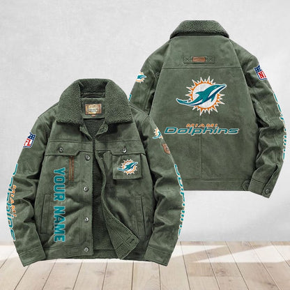 LIMITED EDITION - NEW CUSTOMIZED NFL19 MDP MIAMI DOLPHINS FLEECE JACKET