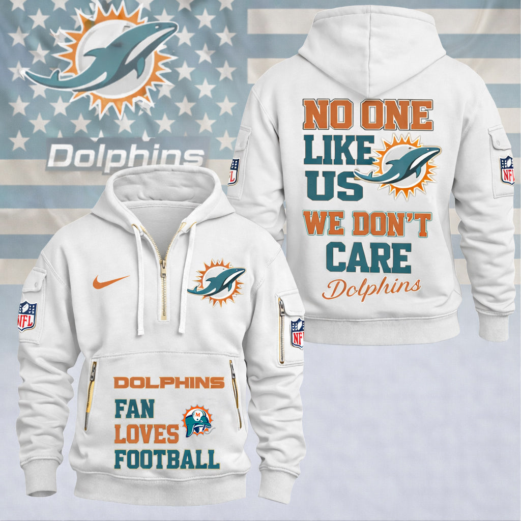 LIMITED EDITION - NEW CUSTOMIZED NFL19 MDP MIAMI DOLPHINS QUARTER ZIP HOODIE