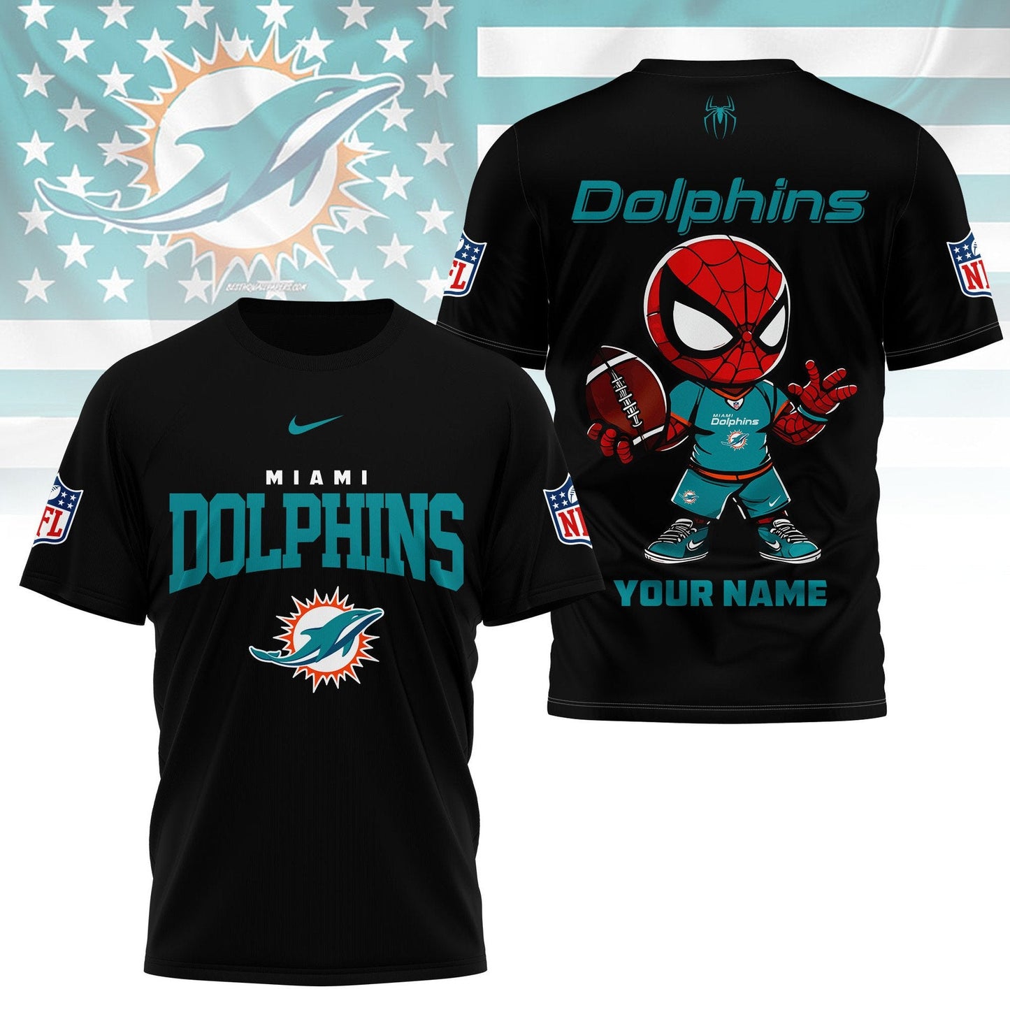 LIMITED EDITION - NEW CUSTOMIZED NFL19 MDP MIAMI DOLPHINS SPIDER HERO 3D SHIRT