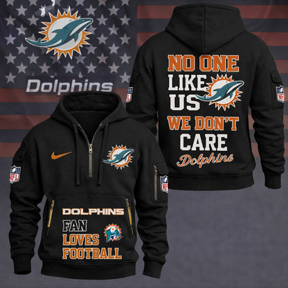 LIMITED EDITION - NEW CUSTOMIZED NFL19 MDP MIAMI DOLPHINS QUARTER ZIP HOODIE