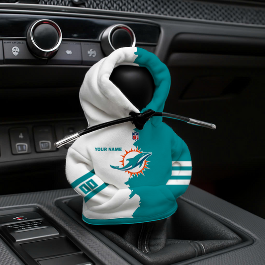 LIMITED EDITION - NEW CUSTOMIZED NFL19 MDP MIAMI DOLPHINS CAR HOODIE SHIFT KNOB