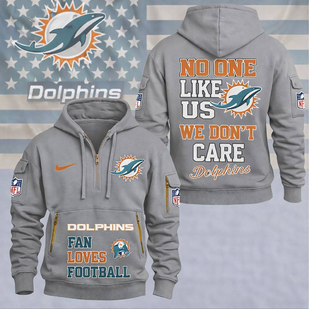 LIMITED EDITION - NEW CUSTOMIZED NFL19 MDP MIAMI DOLPHINS QUARTER ZIP HOODIE