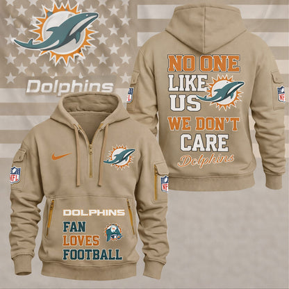 LIMITED EDITION - NEW CUSTOMIZED NFL19 MDP MIAMI DOLPHINS QUARTER ZIP HOODIE