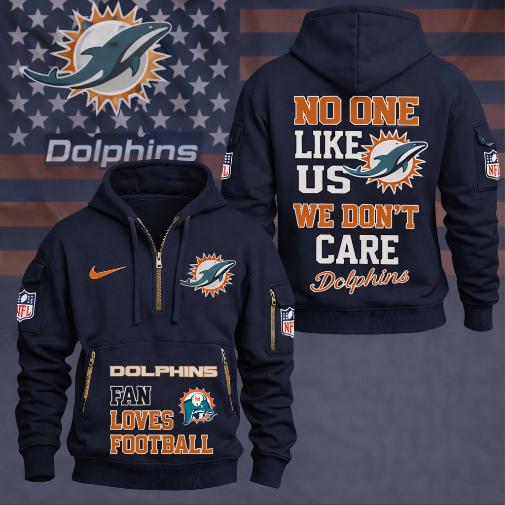 LIMITED EDITION - NEW CUSTOMIZED NFL19 MDP MIAMI DOLPHINS QUARTER ZIP HOODIE