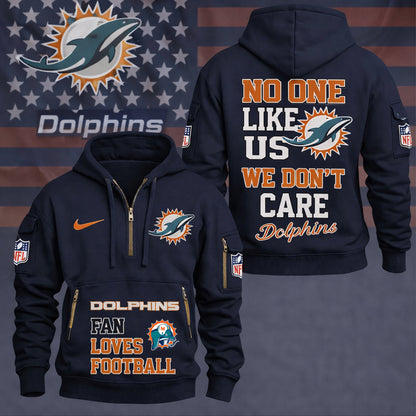 LIMITED EDITION - NEW CUSTOMIZED NFL19 MDP MIAMI DOLPHINS QUARTER ZIP HOODIE
