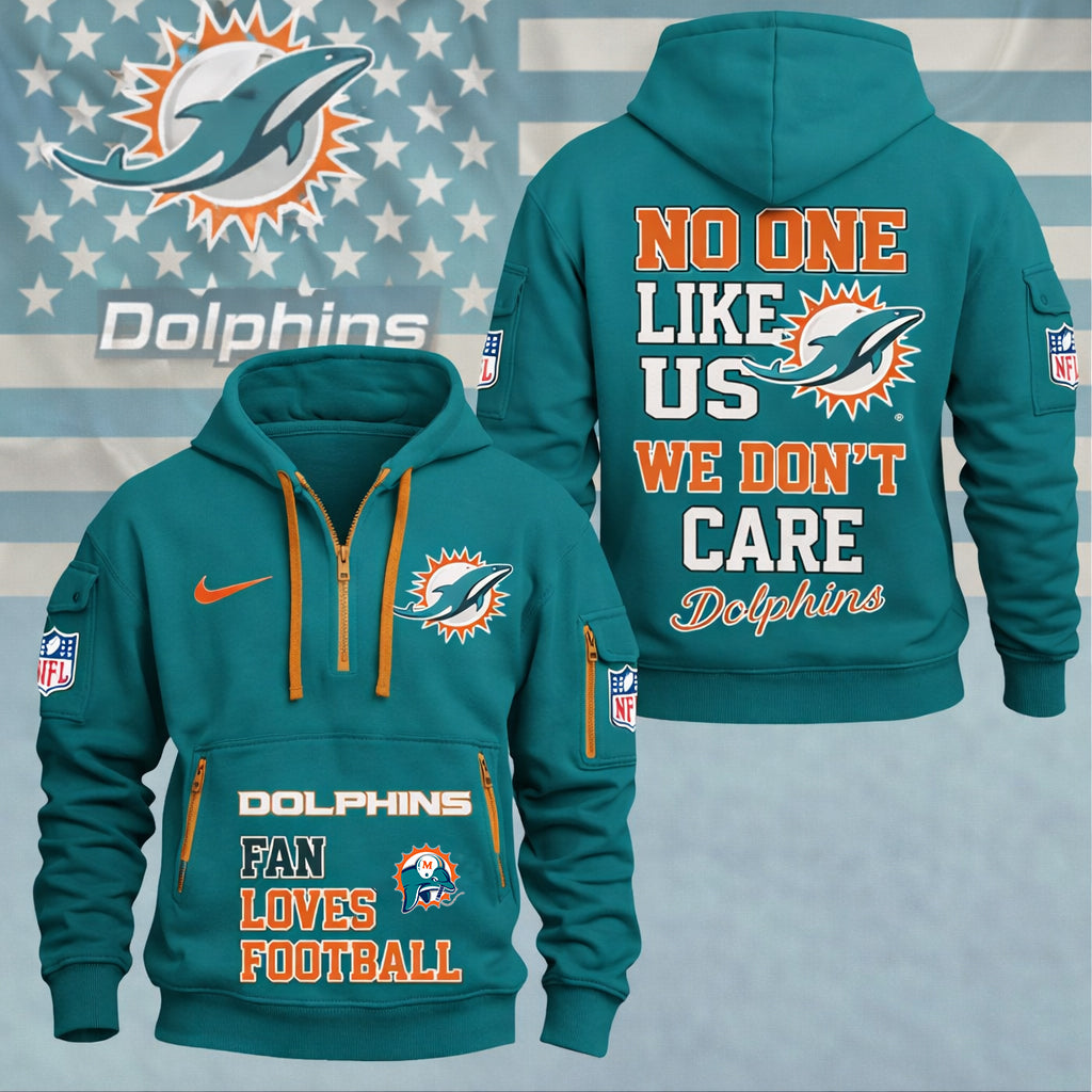 LIMITED EDITION - NEW CUSTOMIZED NFL19 MDP MIAMI DOLPHINS QUARTER ZIP HOODIE