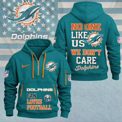 LIMITED EDITION - NEW CUSTOMIZED NFL19 MDP MIAMI DOLPHINS QUARTER ZIP HOODIE